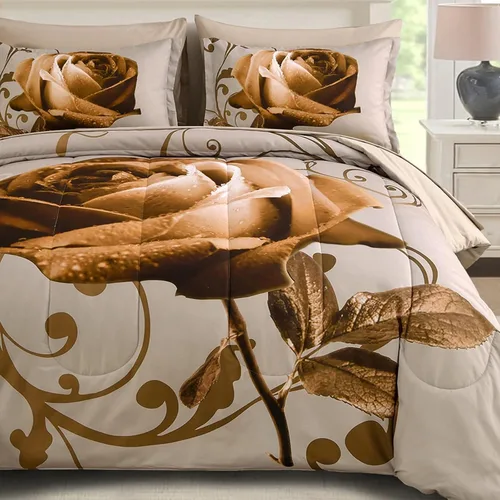 Miniatura 11 de WONGS BEDDING - Juego de edredón azul tamaño Queen de 7 piezas, juego de ropa de cama en una bolsa con patrón de rosas, juegos de ropa de cama