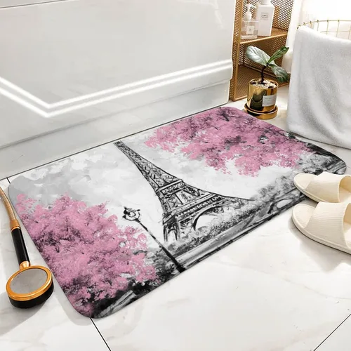 Miniatura 5 de Paris Tower - Tapete de baño de microfibra extrasuave y absorbente, tapete de baño de felpa antideslizante, tapete de baño para suelo de baño