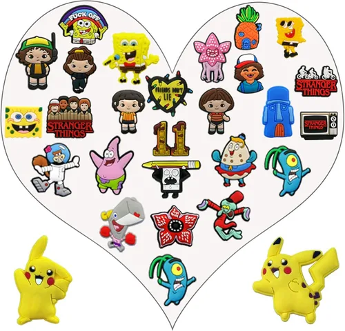 Miniatura 7 de Paquete de 100 bonitos dijes de dibujos animados para zapatos de animé para niños niñas adolescentes dijes de burbujas para zapatos pulseras