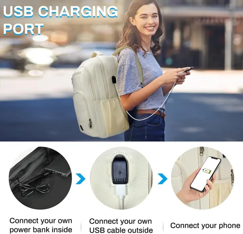 Miniatura 3 de RAINSMORE Mochila para laptop de 17 pulgadas, mochila de viaje grande para mujer, mochila impermeable para computadora, trabajo, universidad, bolsa