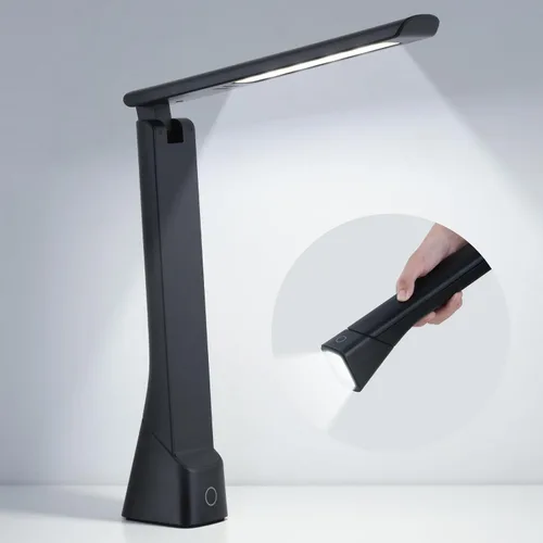 WILIT Lámpara de escritorio LED recargable con luz de antorcha para oficina y hogar, lámpara de mesa inalámbrica con batería con 3 colores
