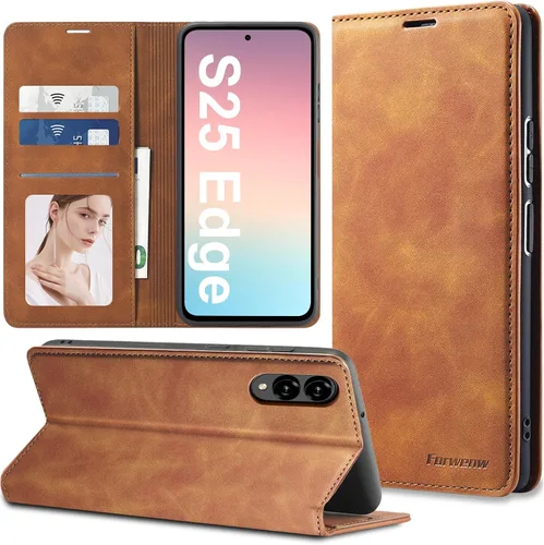 Miniatura 21 de Funda de piel con tapa para Samsung Galaxy Z Flip 3, con protección de bisagra, delgada y magnética tipo cartera [1 tarjetero], funda protectora a
