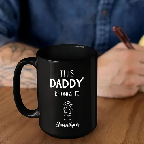 Miniatura 6 de Taza de café con texto en inglés "This Daddy Belongs To Coffee Cup", regalo para el día del padre, Navidad, taza de café negra personalizada