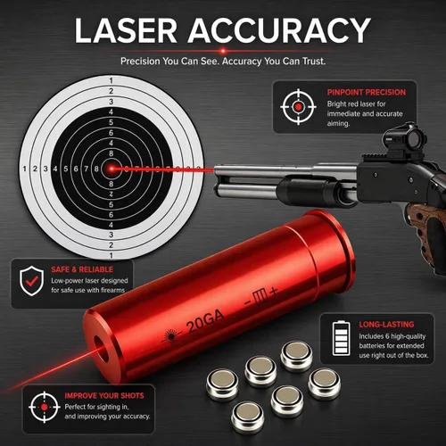 Miniatura 7 de GOTICAL Red Dot 20 - Obturador láser de calibre 20, 6 baterías incluidas (punto rojo láser de calibre 20)