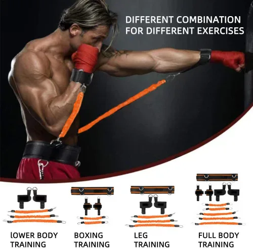 Miniatura 6 de Bandas de resistencia de boxeo, bandas de ejercicio de fuerza y agilidad para piernas para MMA, combate de karate, equipo de entrenamiento