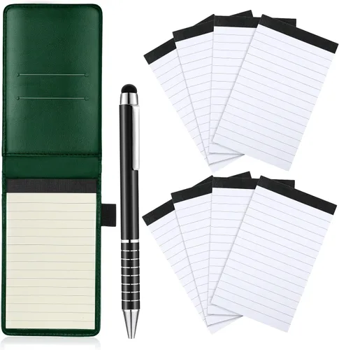 Miniatura 12 de Juego de bloc de notas pequeño, 10 piezas, incluye mini soporte para bloc de notas con 50 hojas con reglones, bolígrafo de metal y 8 cuadernillos
