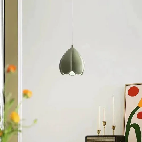 Miniatura 2 de Moderna lámpara colgante floral francesa de resina en forma de brote de flores Iluminación de isla de cocina de 59 pulgadas, mini lámpara de techo