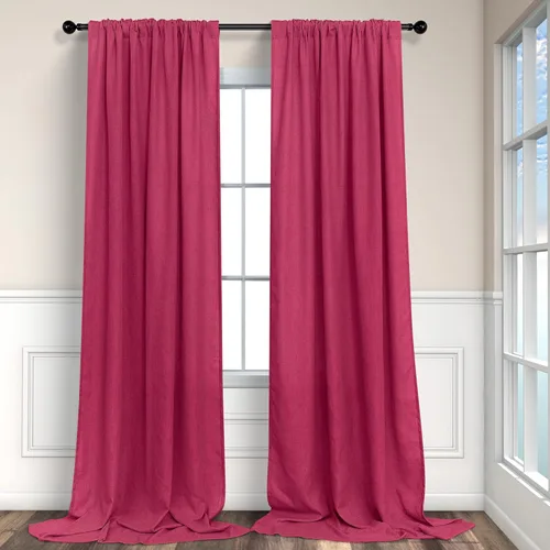 Miniatura 152 de Cortinas de lino gris claro, 2 paneles, presillas traseras, bolsillo para cortinero, semitraslúcidas, ahorran energía, estilo rústico, arpillera