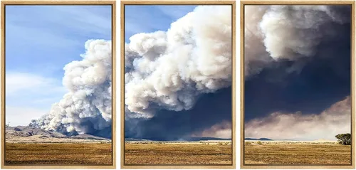 Miniatura 42 de SIGNWIN Lienzo enmarcado para pared, juego de arte nublado de tormenta, cielo, bosque otoñal, árboles, rústico, naturaleza, fotografía, realismo