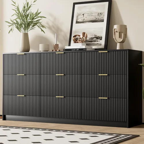 Miniatura 20 de Furniway Cómoda Beige para Dormitorio, Cómoda Moderna con 6 Cajones y Deslizadores Suaves, Cómoda Ancha con Manijas Doradas para Dormitorio, Sala