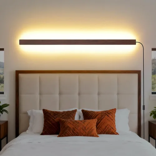 Miniatura 14 de KELUOLY Lámparas de pared modernas con enchufe, aplique de pared LED negro mate de 31.4 pulgadas, lámpara de pared interior acrílica cálida blanca