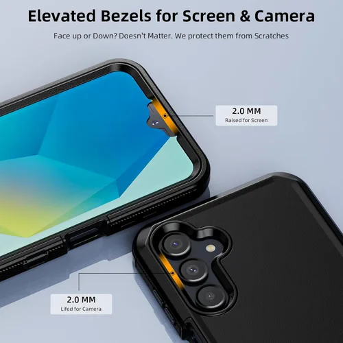 Miniatura 6 de Jiunai Funda para Samsung A16, a prueba de golpes, antipolvo, protección resistente, de doble capa, borde elevado, para exteriores, híbrida