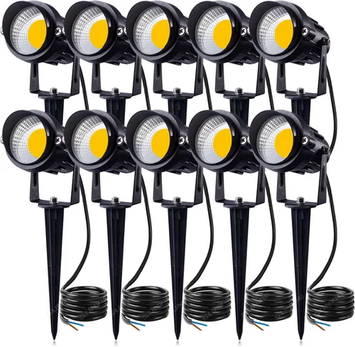 SUNVIE Luces LED de paisaje de 12 W de bajo voltaje, luces de camino de jardín, luz blanca súper cálida de 12 V, impermeables, para exteriores, para