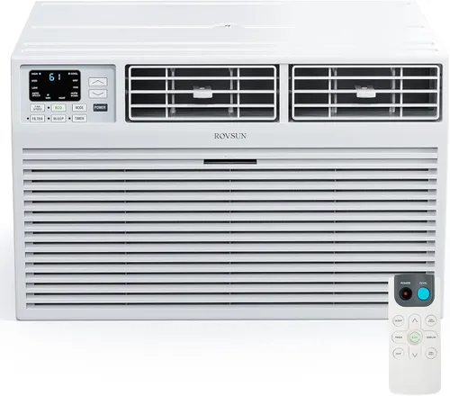 ROVSUN Aire acondicionado a través de la pared de 12000 BTU con control remoto, unidad de CA de pared 4 en 1, calentador, deshumidificador y