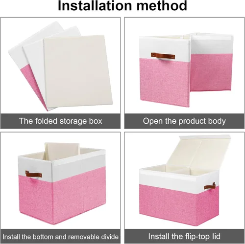 Miniatura 7 de Gowee Caja grande de juguetes con tapa, caja de almacenamiento de juguetes resistente, cesta organizadora con divisores para niños pequeños, niños