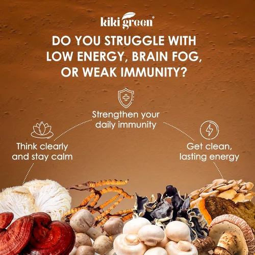 Miniatura 3 de KIKI Green Extracto de polvo de 8 hongos – Complejo adaptogénico de 4 onzas para café y batidos – Melena de León, Chaga, Reishi, Cordyceps, Maitake