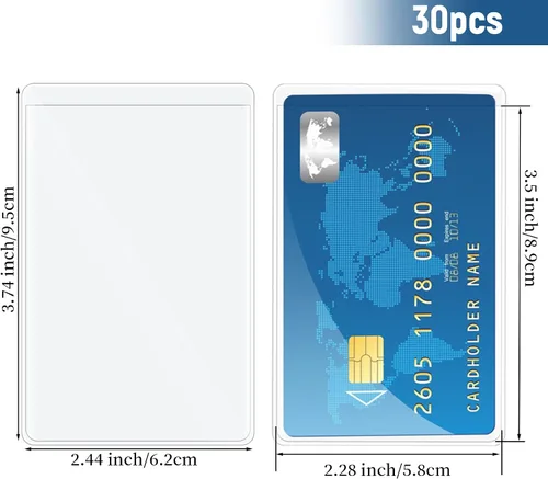 Miniatura 2 de Paquete de 30 fundas transparentes para tarjetero, impermeables, con apertura lateral, fundas protectoras de PVC suave para tarjetas de crédito