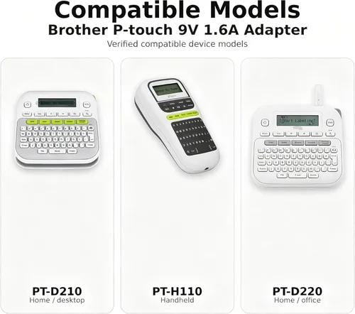 Miniatura 2 de Reemplazo del adaptador de CA de 9 V con certificación UL para Brother P-Touch PT-D210 PT-D220 PT-D200 PT-D215E PTH110 PT-1280 PT-1290 PT-1880