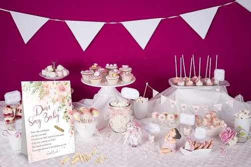 Miniatura 4 de Juego de pinzas para ropa de bebé, juego floral bohemio para baby shower, un letrero de 8 x 11 pulgadas y 50 mini pinzas naturales para la ropa