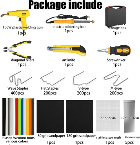 Miniatura 3 de Soldador de Plástico, Kit de Soldadura de Plástico 2 en 1, Kit de Reparación de Plástico de SONNLER con 1000PCS de Grapadora Caliente para Amarillo