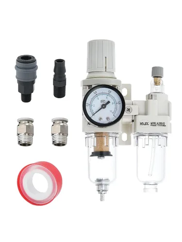 Miniatura 9 de Regulador de filtro de aire comprimido PT de 1/2 pulgada Lubricador Combo Separador de trampa de agua/aceite Regulador de presión Filtro de aire