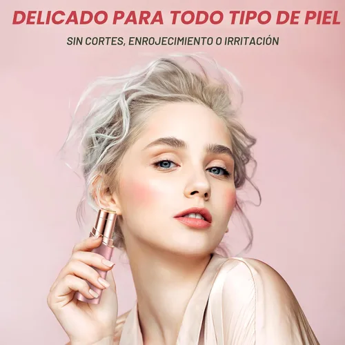 Miniatura 2 de Depilación facial para mujeres, dispositivo removedor de vello portátil sin dolor, recargable, con 4 cabezales de repuesto, para cara, labio Rosa