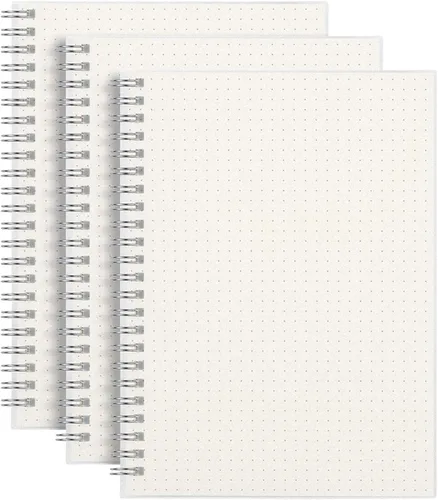 AHGXG Paquete de 3 cuadernos en espiral, diario A5 con cuadrícula de puntos gruesos de 3.53 oz/m², tapa dura transparente, 80 hojas, para diario de