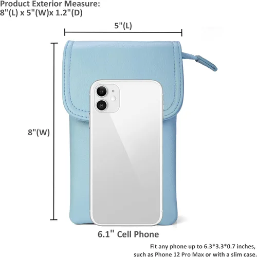 Miniatura 3 de befen Bolso cruzado pequeño de cuero genuino para teléfono celular para mujer, con cremallera plateada