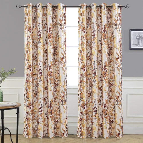 Miniatura 15 de Cortinas DriftAway 100% Blackout Amarillas y Blancas para Sala de Estar, Dormitorio, Cocina, 84 Pulgadas de Largo, Paneles Botánicos con Flores
