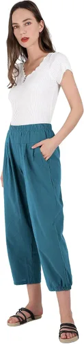 Miniatura 6 de utcoco Pantalones cortos harén para mujer, cintura elástica, casual, ajuste holgado, algodón y lino, capris con bolsillos
