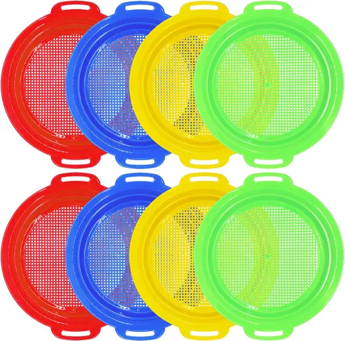 OJYUDD Paquete de 8 tamices de arena de plástico para adultos, sartenes multiusos para playa, jardinería y uso al aire libre (8.75 x 9.75 pulgadas)