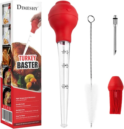 Miniatura 9 de DIMESHY Baster de Pavo de Grado Alimentario para Cocinar y Untar, Bombilla Redonda Desmontable, Baster para Cocinar Bueno para Carne de Aves de Negro