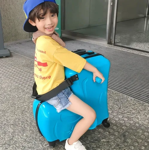 Miniatura 3 de Maleta de viaje para niños de 20 pulgadas, caja de carrito gruesa portátil para niños con 4 ruedas universales, cerraduras de combinación