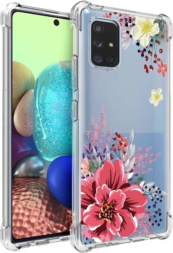Miniatura 8 de Osophter Funda para Samsung Galaxy A71 5G (no para Verizon A71 5G UW), diseño floral de flores para niñas y mujeres, absorción de golpes, flexible