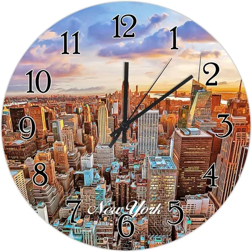 Miniatura 10 de Reloj de pared decorativo de madera de la ciudad de Estados Unidos, Nueva York, Ciudades en los Estados de Nueva York, relojes de regalo
