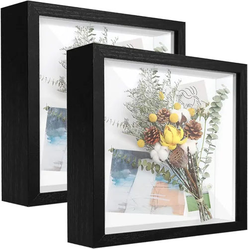Miniatura 10 de Caja expositora de 8 x 8 pulgadas con calcomanías de letras, vitrina para recuerdos, artículos de bebé, recuerdos de boda, manualidades, boletos