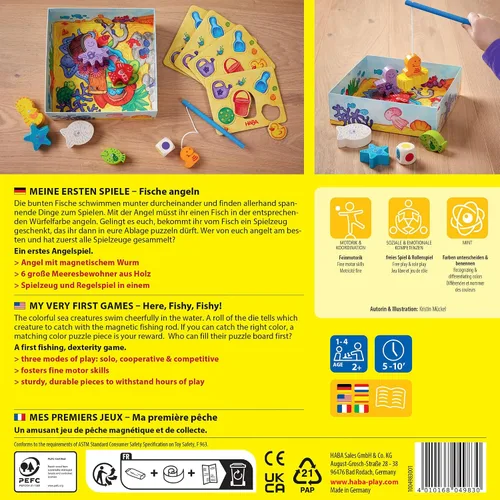 Miniatura 8 de HABA Mis primeros juegos - ¡Aquí está Fishy Fishy! Juego magnético de pesca Edades 2+ Fabricado en Alemania Juegos para niños pequeños, juguetes