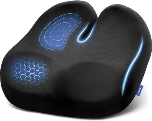 ZIKEE - Cojín de asiento ergonómico con pendiente para muslos para largas sesiones de sentado, cojín de espuma viscoelástica para silla de oficina,