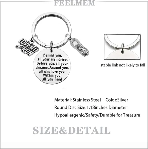 Miniatura 2 de FEELMEM Marathon Runner Gifts Llavero para correr a través de la pista de campo, joyería de maratón para correr, regalo de pista de regalo