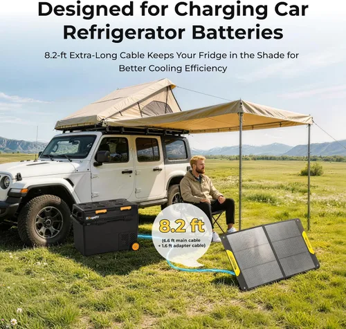Miniatura 4 de BougeRV Panel solar portátil de 100 W, cargador solar de fibra de vidrio, hasta un 25% de eficiencia de conversión, panel solar plegable tipo N