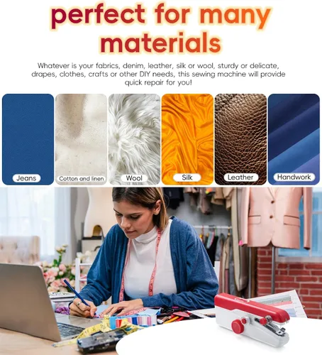 Miniatura 4 de Nueva máquina de coser portátil de mano, máquina de coser a mano con juego de hilos completo, adecuada para reparación rápida de bricolaje y uso