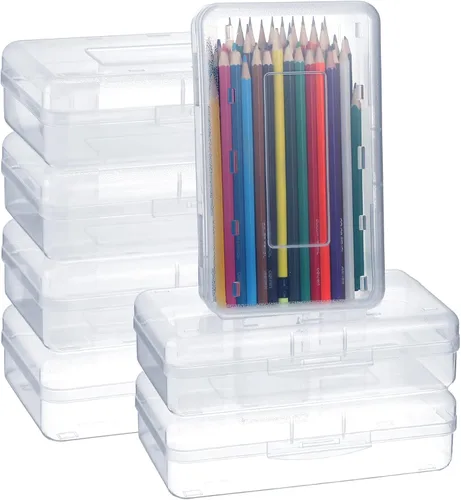 Leelosp Paquete de 12 Cajas de Lápices Transparentes para Escuela a Granel Estuche de Lápices de Plástico con Tapa Caja de Almacenamiento de