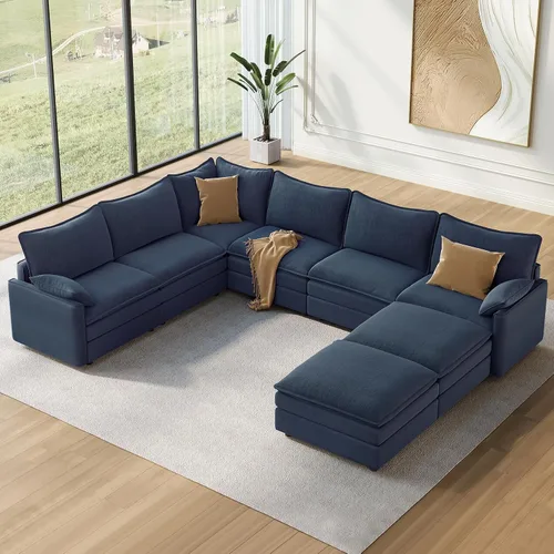 Miniatura 79 de Vesgantti 2 Piece Loveseat & 3 Seater Sofa Set, Modular Cloud Couch, Beige
