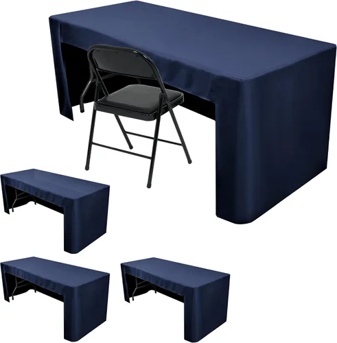 Miniatura 8 de HolidayIdeas Fitted Tablecloths for 4 Foot Rectangle Table, Wrinkle Resistant Washable Table Cover 24x48 Inch for Vendor Booth Display, Banquet, Aqua