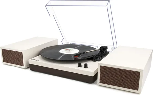 Miniatura 10 de LP&No.1 - Paquete de tocadiscos moderno con altavoces estéreo de estantería de doble potencia, preamplificador phono incorporado, transmisión por