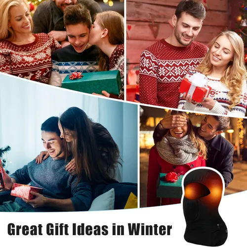 Miniatura 4 de 2 pasamontañas calefactables, máscara facial eléctrica, funciona con pilas, gorro de esquí recargable, polaina de cuello de invierno, 3 ajustes