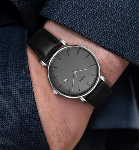 Miniatura 7 de BUREI - Reloj de pulsera analógico para hombre con fecha y correa de piel