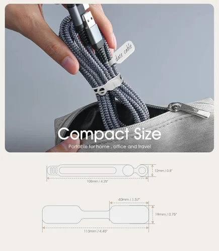 Miniatura 2 de Juego de 32 etiquetas para cables y bridas de silicona para cables, reutilizables, 16 bridas para cables + 16 etiquetas de cable para electrónica