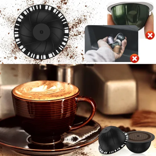 Miniatura 7 de 5 cápsulas de café reutilizables Vertuo, cápsulas de café recargables, compatibles con máquina de café Nespresso Vertuo, con 2 cápsulas de café