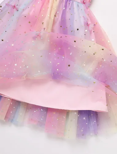 Miniatura 160 de IMEKIS Vestido de princesa de cumpleaños para niña pequeña, confeti brillante, bohemio, arco iris, pastel, sesión de fotos, traje para 1-6T
